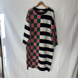 Colorful Checkered Knit Dress